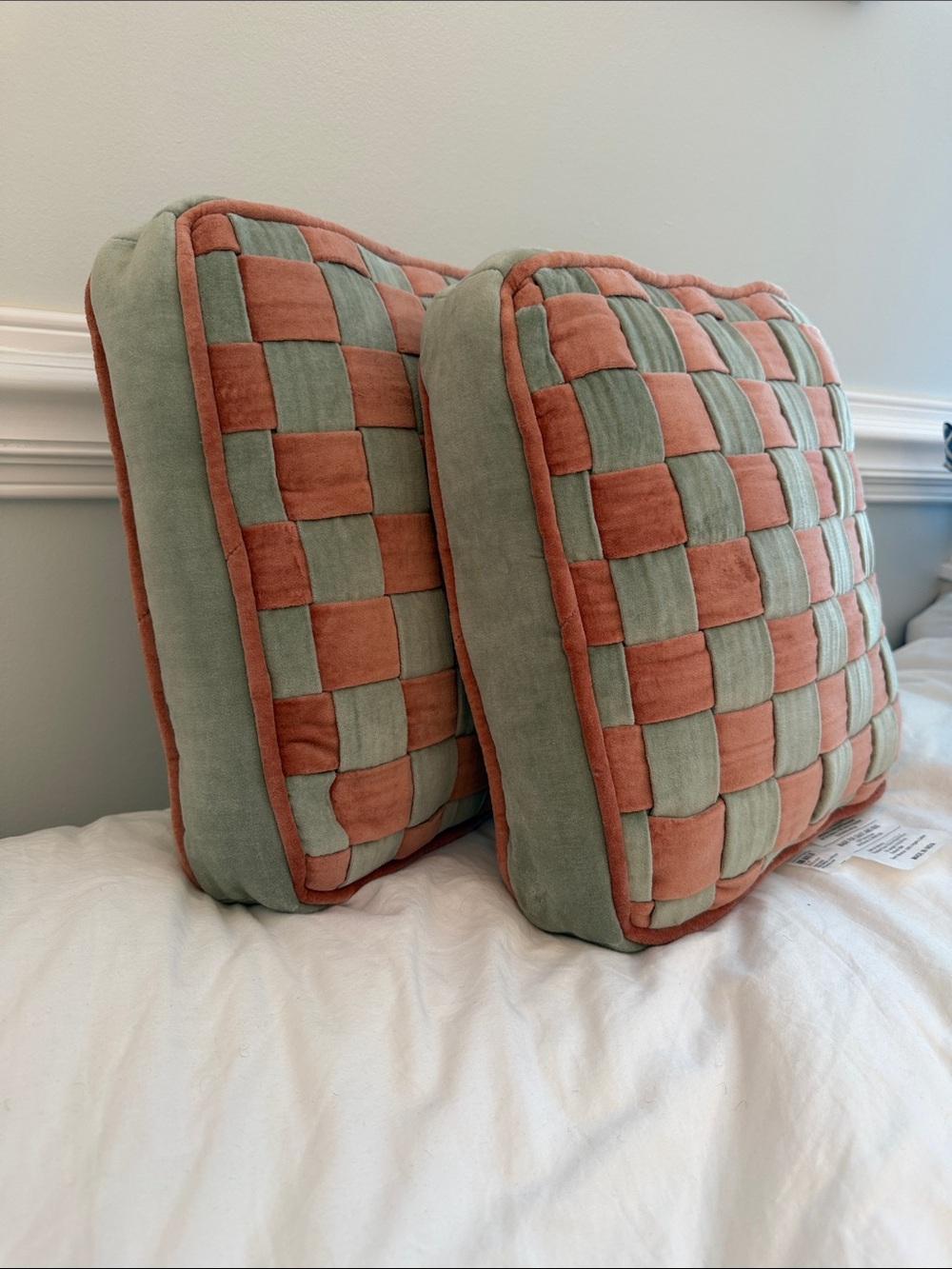 Crate & Barrel Harriet Velvet Square Pillow - A Pair